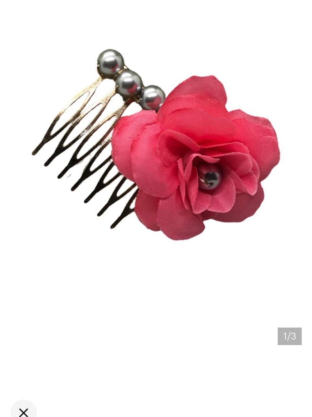 Pink Floral Hair Comb with Pearl 2.0” Accents find price drop